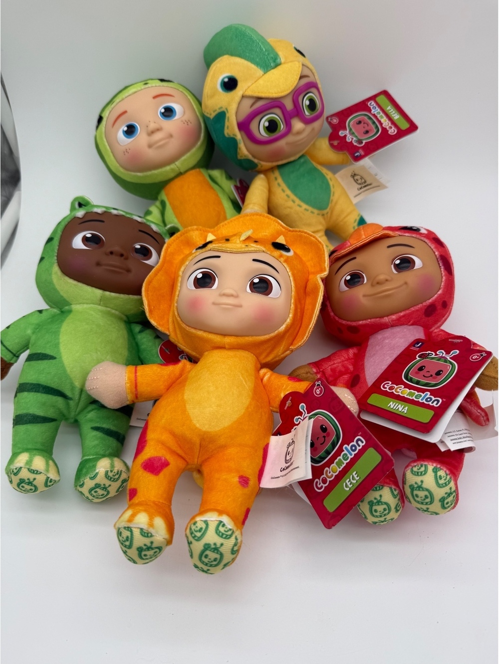 CoComelon Dino Little Plush Lot of 5 NWT ~ 8" DinoCostume Bella CeCe Nina Cody